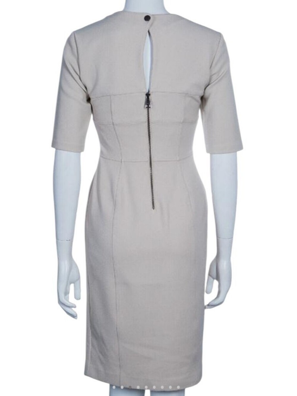 Burberry Tan Tailored V-Neck Sheath Midi Dress Women's Size 8 - Picture 4 of 16